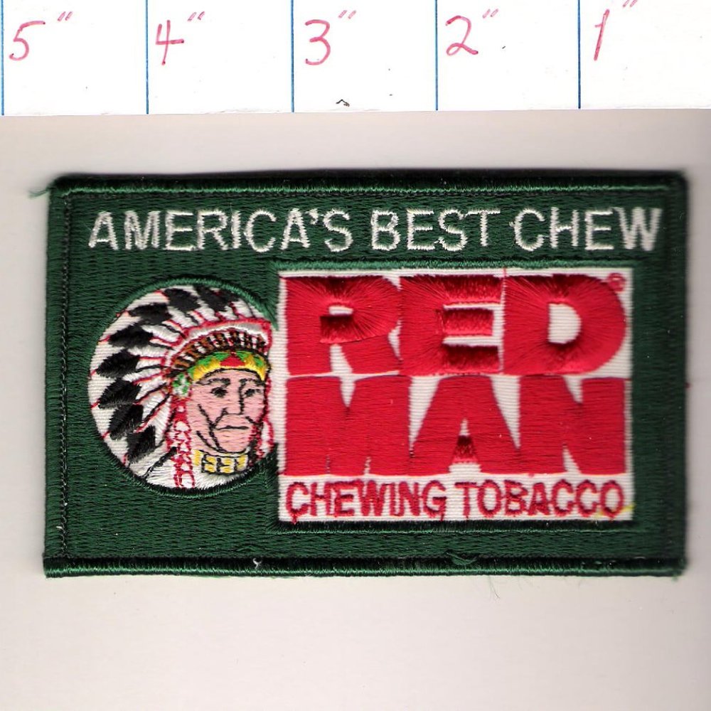 Vintage Red Man Chewing Tobacco Embroidered Patch
